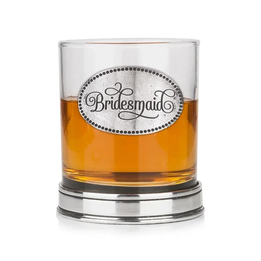 obrazek 1 Szklanka do whisky z cynowym monogramem „Świadkowa” – stylowy prezent