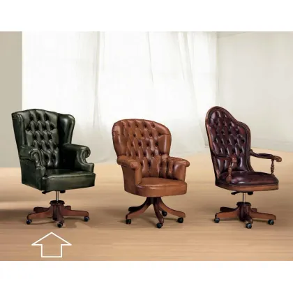 Zdjęcie Stylowy skórzany fotel w stylu antycznym do salonu - Morello Gianpaolo