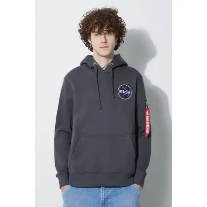 Zdjęcie Alpha Industries bluza NASA Orbit Hoody męska kolor szary z kapturem z aplikacją 146339