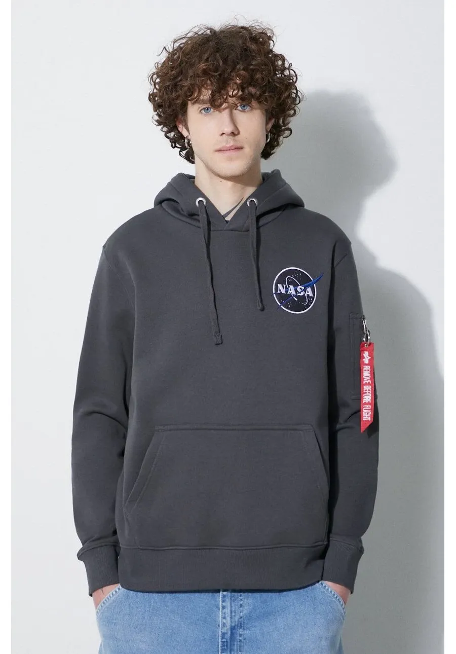 obrazek 1 Alpha Industries bluza NASA Orbit Hoody męska kolor szary z kapturem z aplikacją 146339