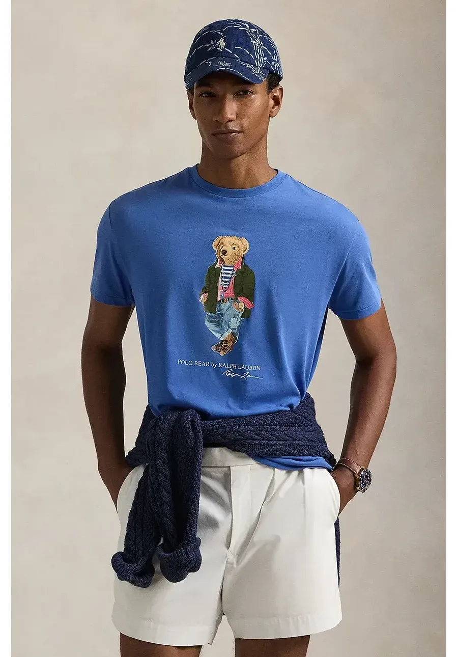 obrazek 1 Polo Ralph Lauren t-shirt bawełniany męski kolor niebieski z nadrukiem 710958193