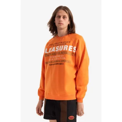 Zdjęcie PLEASURES bluza Permanent Crewneck męska kolor pomarańczowy z nadrukiem P22SP017-BLACK P22SP017-ORANGE
