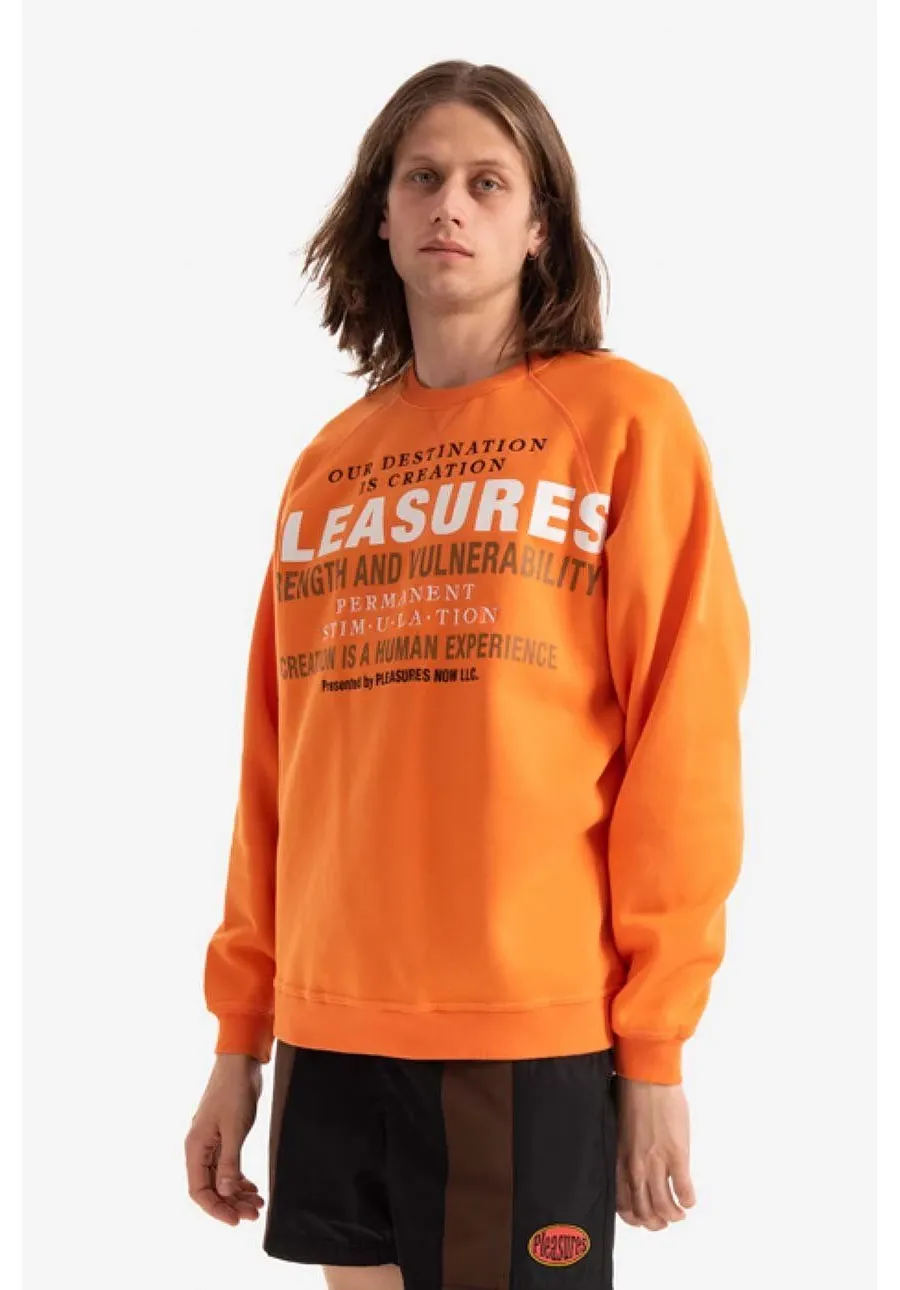 obrazek 1 PLEASURES bluza Permanent Crewneck męska kolor pomarańczowy z nadrukiem P22SP017-BLACK P22SP017-ORANGE