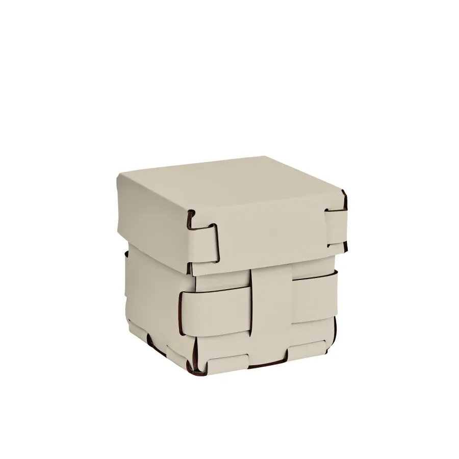 obrazek 1 Koszyk Bottega 12x12xH13 cm w oryginalnym waniliowym kolorze