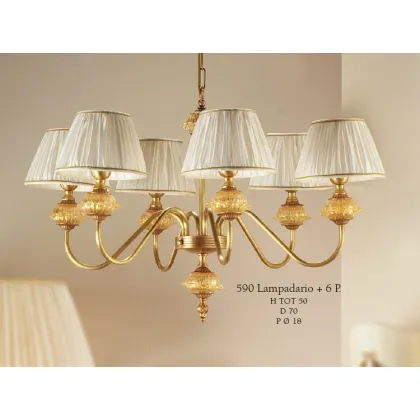 Zdjęcie Jasny złoty żyrandol „Rozeta” ze stożkowymi kloszami - Il Paralume Marina