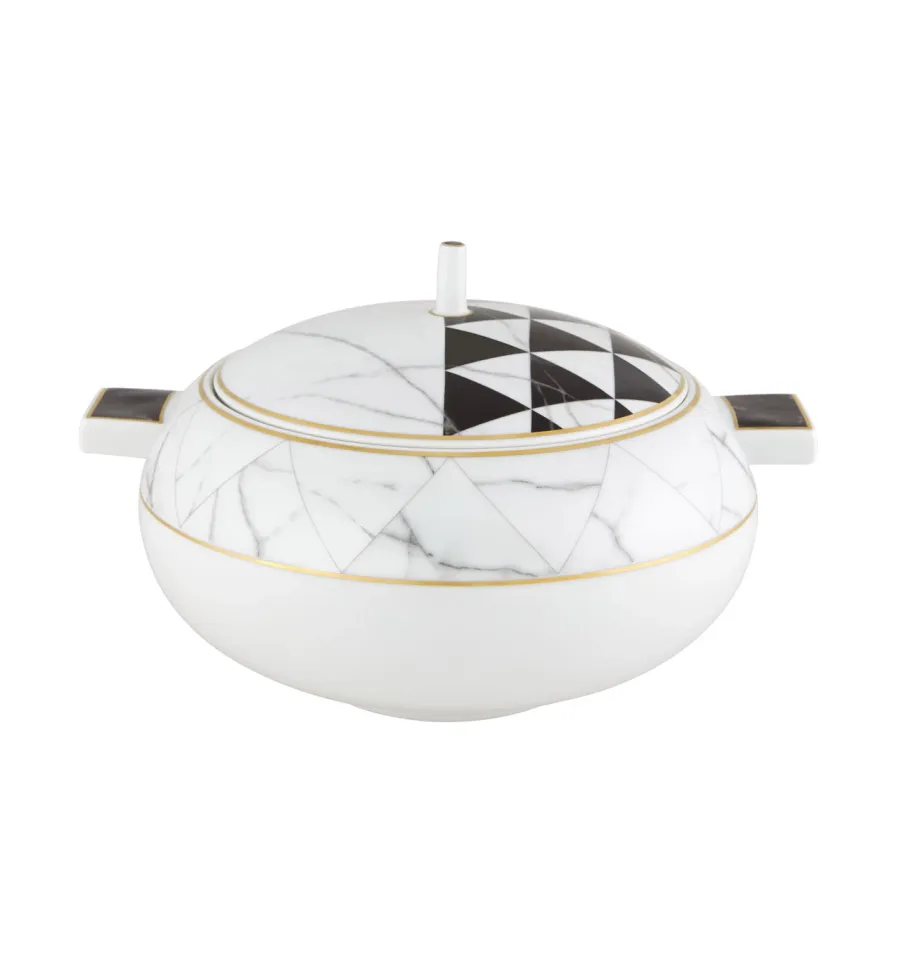 obrazek 1 Porcelanowa waza Carrara z geometrycznym czarno-białym wzorem - Vista Alegre