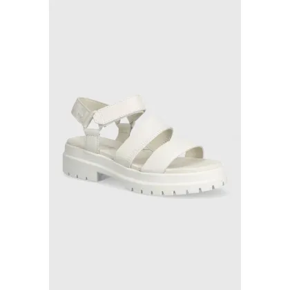 Zdjęcie Timberland sandały skórzane London Vibe damskie kolor biały na platformie TB0A629REM21