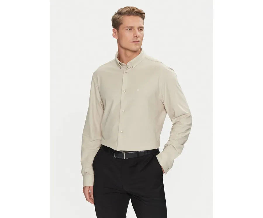 obrazek 1 Calvin Klein Koszula Pique Jersey Shirt K10K113311 Beżowy Regular Fit