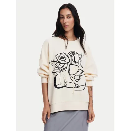 Zdjęcie Desigual Bluza Patch 24WWSK06 Écru Oversize