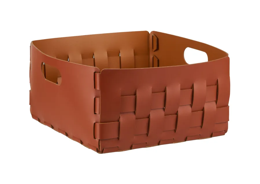 obrazek 1 Skórzany bordowy kosz Bottega o wymiarach 35x35xH20 cm