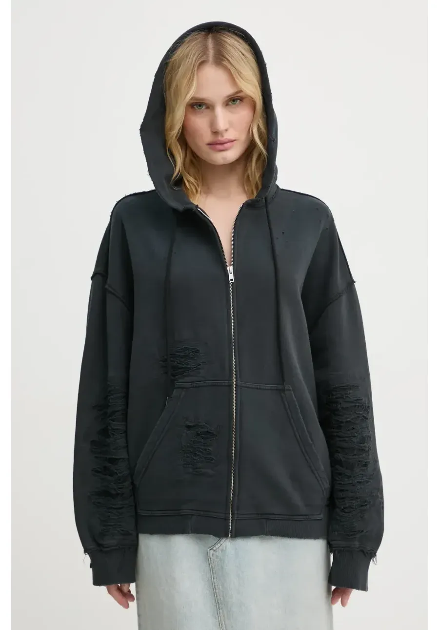 obrazek 1 MM6 Maison Margiela bluza bawełniana damska kolor szary z kapturem gładka S62GU0130.M25004