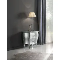 Zdjęcie Zaokrąglony stolik nocny z 2 szufladami w stylu glamour - Zanini
