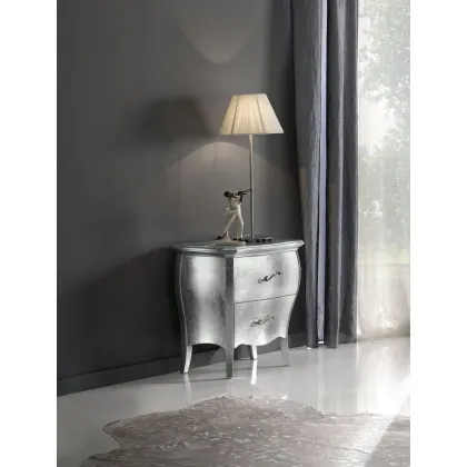 Zdjęcie Zaokrąglony stolik nocny z 2 szufladami w stylu glamour - Zanini