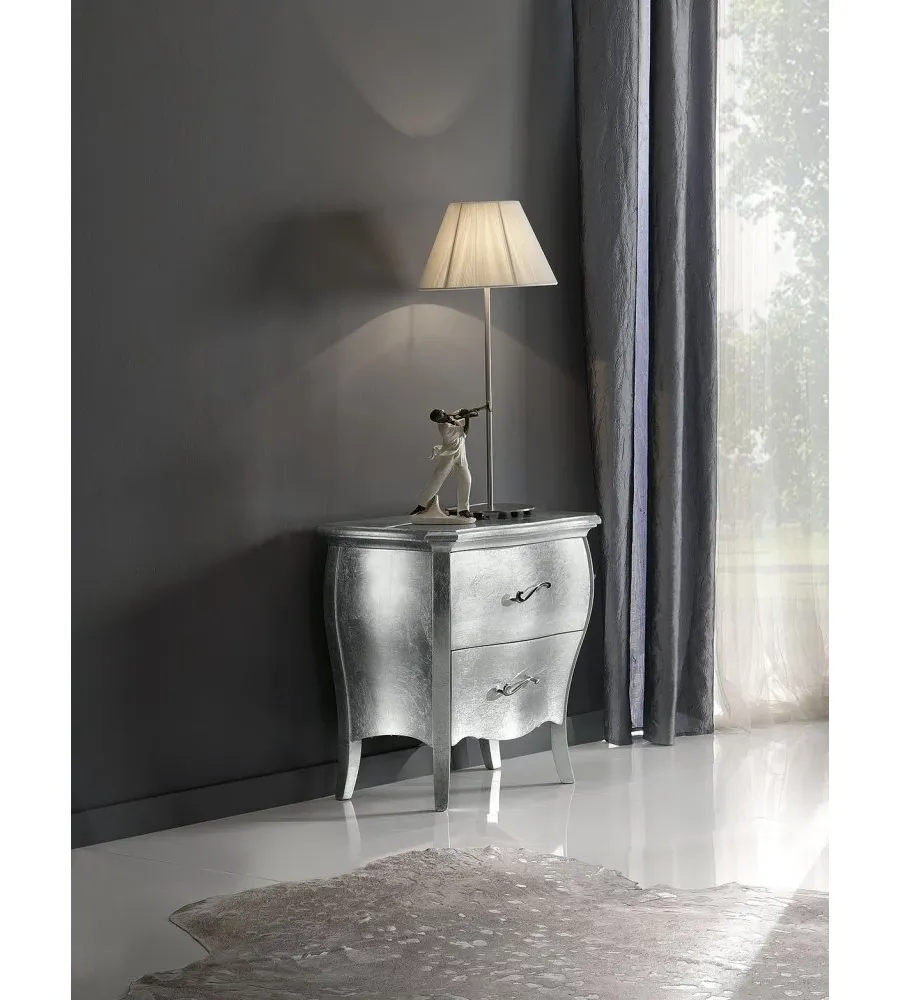 obrazek 1 Zaokrąglony stolik nocny z 2 szufladami w stylu glamour - Zanini