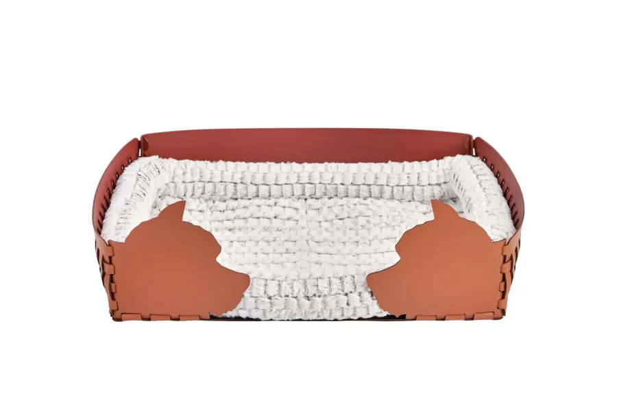 obrazek 1 Skórzane legowisko dla psa 60x42xH15 cm w kolorze koniakowym