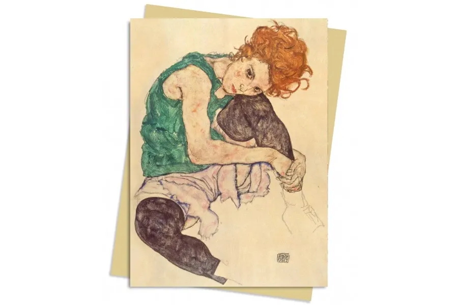 obrazek 1 Pakiet kartek na życzenia (Egon Schiele: Siedząca kobieta) - Flame Tree Publishing