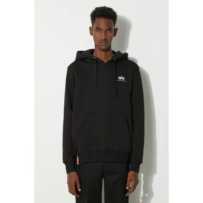 Zdjęcie Alpha Industries bluza Basic Hoody Small Logo męska kolor czarny z kapturem z nadrukiem 196318.03