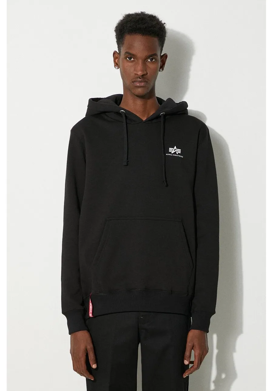 obrazek 1 Alpha Industries bluza Basic Hoody Small Logo męska kolor czarny z kapturem z nadrukiem 196318.03