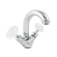 Zdjęcie Kran jednootworowy z automatycznym odpływem, obrotową wylewką i ceramiczną głowicą - Officina Nicolazzi