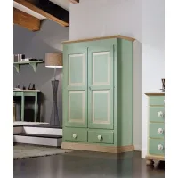 Picture Wardrobe in lacquered fir with green finish and honey details - Zanini
