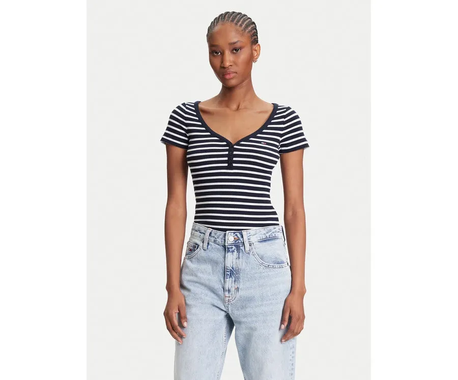 obrazek 1 Tommy Jeans T-Shirt Henley DW0DW20902 Granatowy Slim Fit