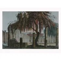 Zdjęcie Piękny grawerunek wykonany przez L. de Vegni, przedstawiający dzielnicę żołnierzy w Pompejach