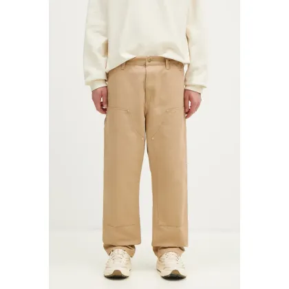 Zdjęcie Carhartt WIP spodnie bawełniane Double Knee Pant kolor brązowy proste I031501.700