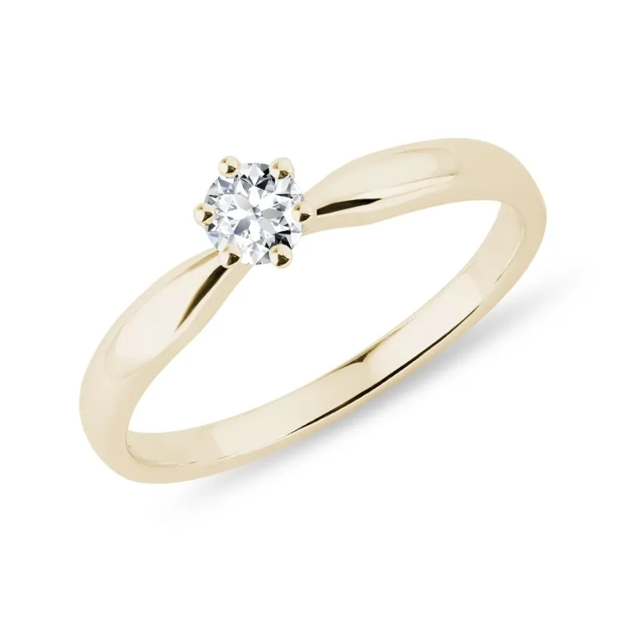 obrazek 1 Pierścionek zaręczynowy z diamentem Solitaire w żółtym złocie KLENOTA