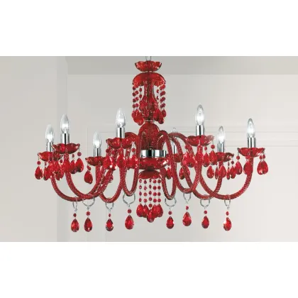 Picture Avant-garde, red MILORD 8 chandelier - Masiero