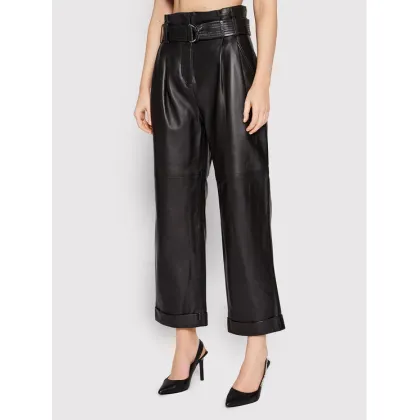 Zdjęcie KARL LAGERFELD Spodnie skórzane High Waist 220W1900 Czarny Relaxed Fit