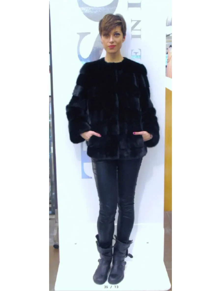 obrazek 1 Stylowe, czarne futro z norek - Toschi