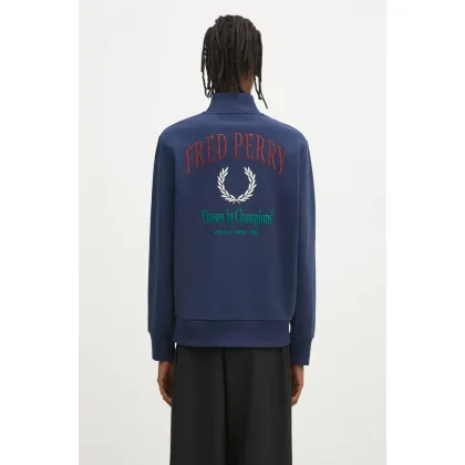 Zdjęcie Fred Perry bluza bawełniana męska kolor granatowy z aplikacją M9847.X86
