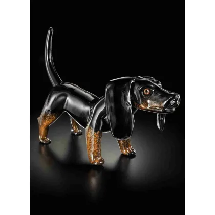 Zdjęcie Elegancka figurka jamnika ze szkła Murano