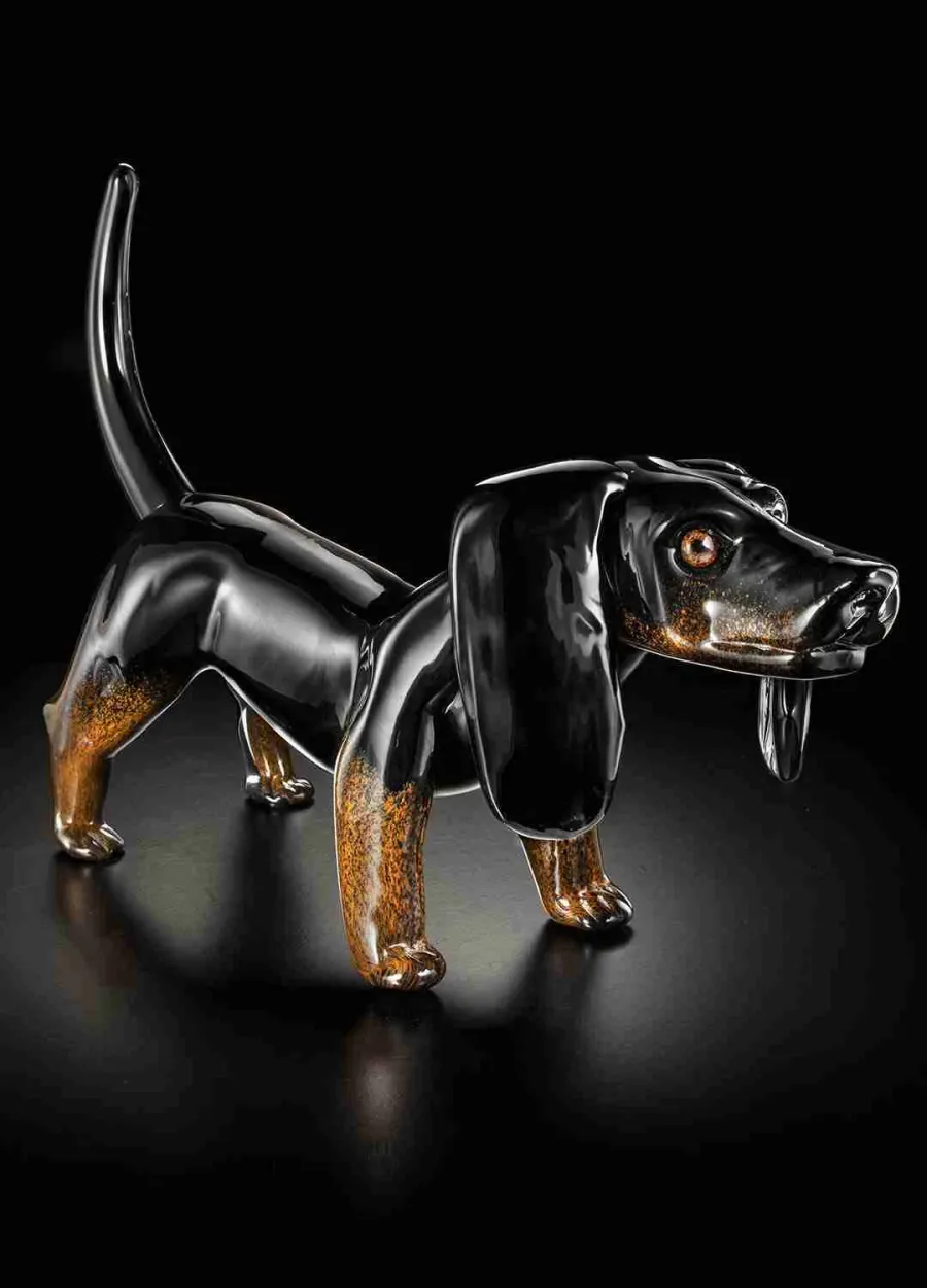obrazek 1 Elegancka figurka jamnika ze szkła Murano