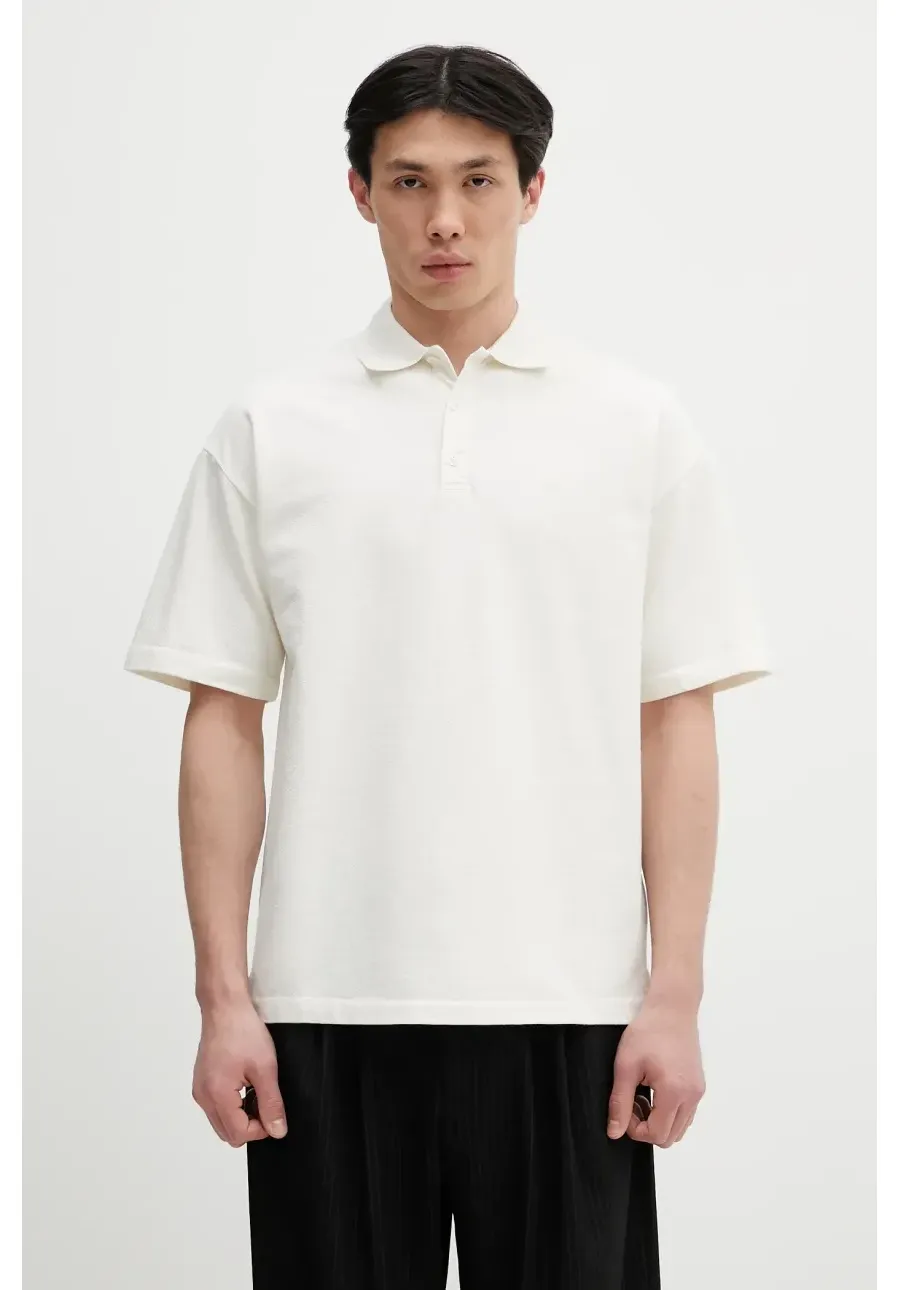 obrazek 1 C.P. Company polo bawełniane męski kolor beżowy gładki 18CMPL320A110396G