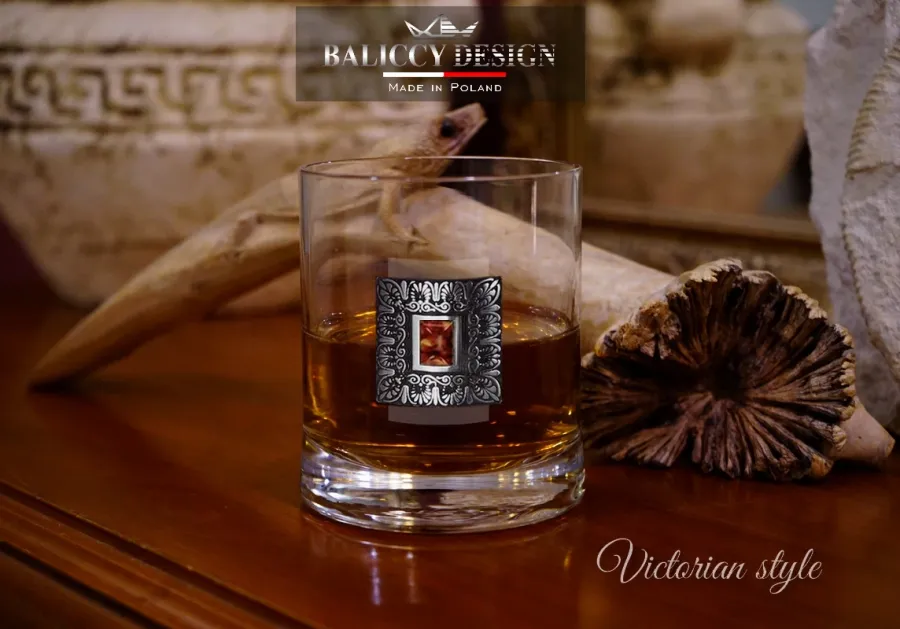 obrazek 1 Szklanka do whisky z bursztynem - Victorian style