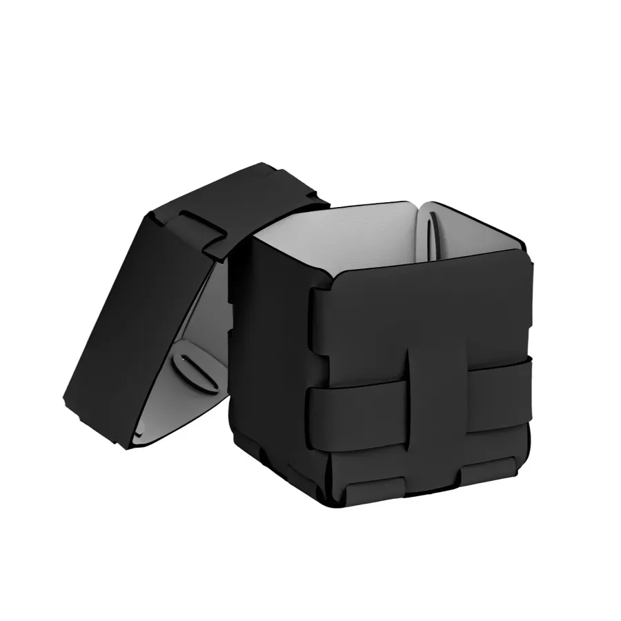 obrazek 2 Mały sześcienny koszyk Bottega 12x12xH13 cm z plecionymi bokami