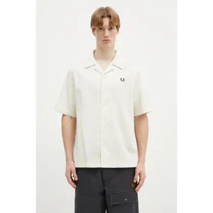 Zdjęcie Fred Perry koszula bawełniana męska kolor beżowy regular M7774.560