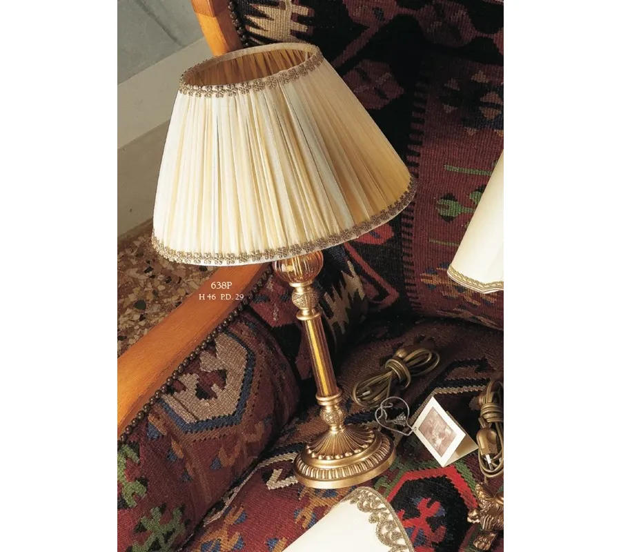 obrazek 1 Mała szklana lampa stołowa z bursztynowym okrągłym kloszem – Il Paralume Marina