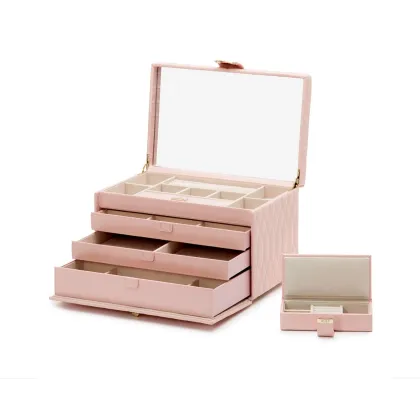 Zdjęcie Luksusowy skórzany kuferek na biżuterię Caroline Large Rose Quartz