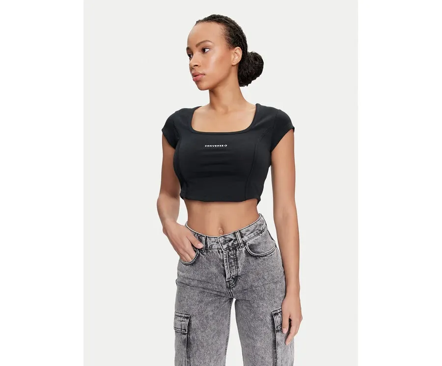 obrazek 1 Converse Top W Wordmark Corset Top 10026506-A01 Czarny Slim Fit