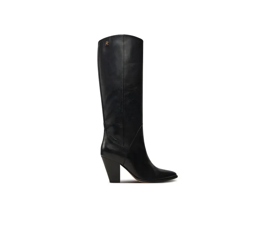 obrazek 1 Tommy Hilfiger Kozaki High Cowboy Heel Boot Leather FW0FW08296 Czarny