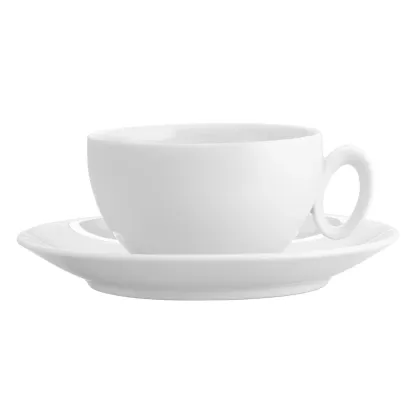 Picture Luxurious porcelain tea cup and saucer from the timeless Broadway White collection - 4 pieces - Vista Alegre