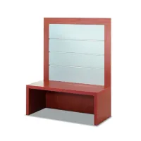 Picture A slatted panel with a bench for a shop