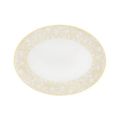 Zdjęcie Biały duży owalny talerz Caillouté z porcelany ze złotym ornamentem - Vista Alegre