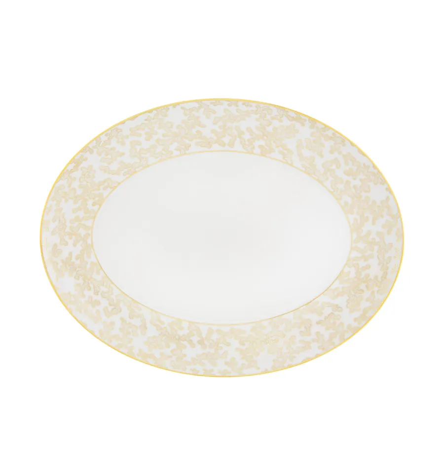 obrazek 1 Biały duży owalny talerz Caillouté z porcelany ze złotym ornamentem - Vista Alegre
