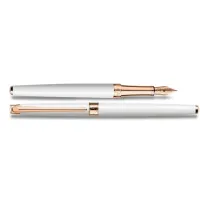 Picture A unique Leman Slim White fountain pen in rose gold
