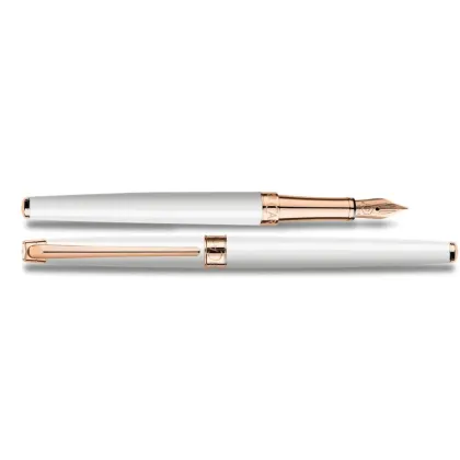 Picture A unique Leman Slim White fountain pen in rose gold