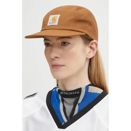 Zdjęcie Carhartt WIP czapka z daszkiem bawełniana Backley Cap kolor brązowy z aplikacją I034853