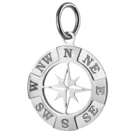 Picture White gold wind rose pendant with necklace - 16 mm